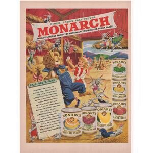 Monarch Canned Vegetables Magazine Advertisement 1949 Color Vintage Luke Lion